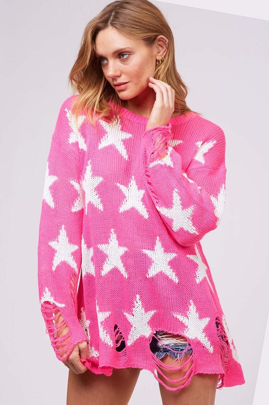 Popstar Punch Hot Pink Star Sweater