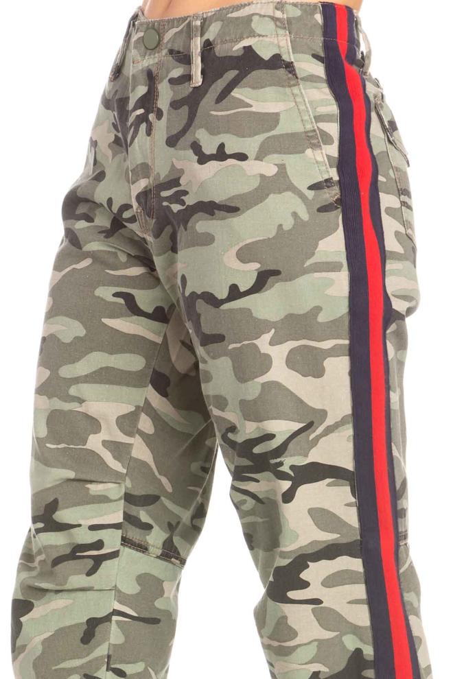 Womens camo pants on sale with red stripe