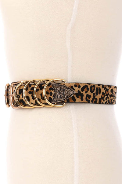 Leopard Double Buckle Multi Ring Belt