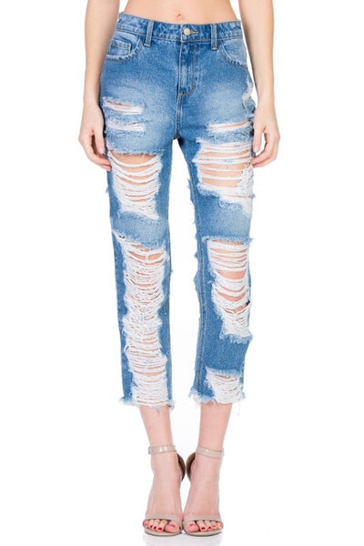 distressed ripped boyfriend jeans