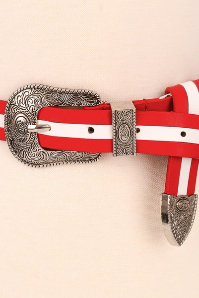 red and white striped belt