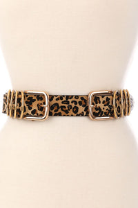 Leopard Double Buckle Multi Ring Belt