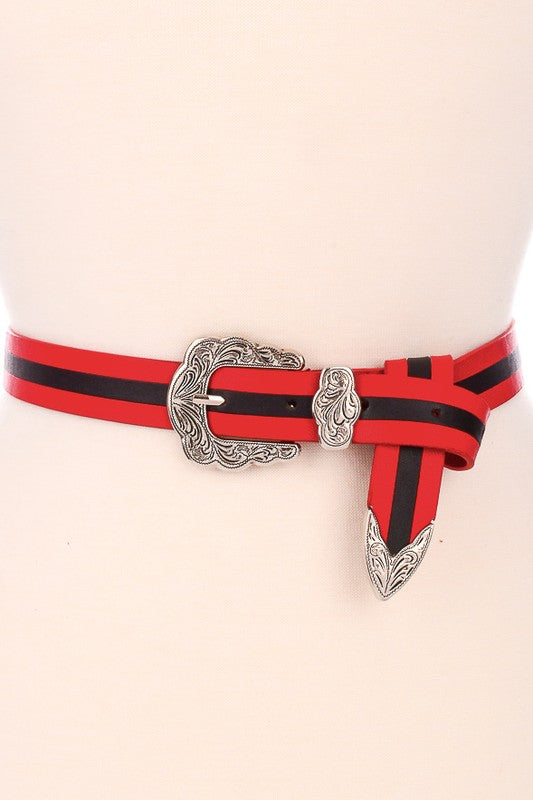 red and black striped belt