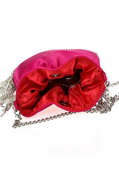 pink crystal fringe handbag
