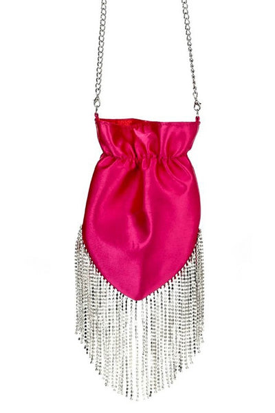 pink crystal fringe handbag