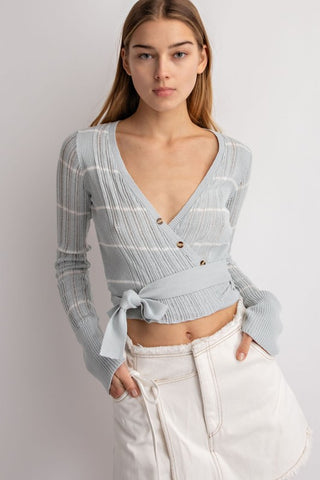 Blue Knit Crop Sweater