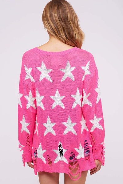 star print knit sweater