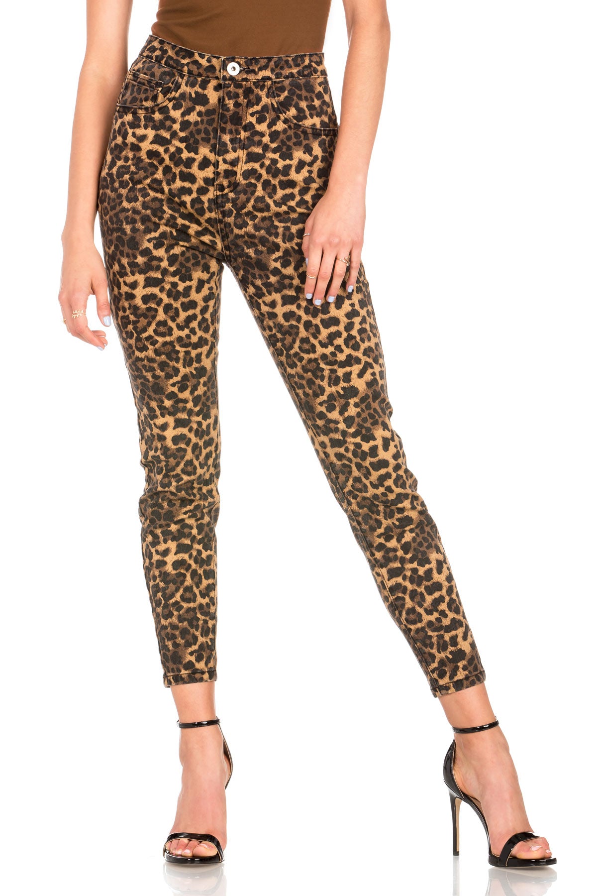 leopard print high rise jeans