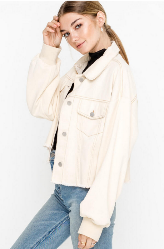 Cream Contrast Stitch Oversized Denim Jacket – SAINT CHRISTINE