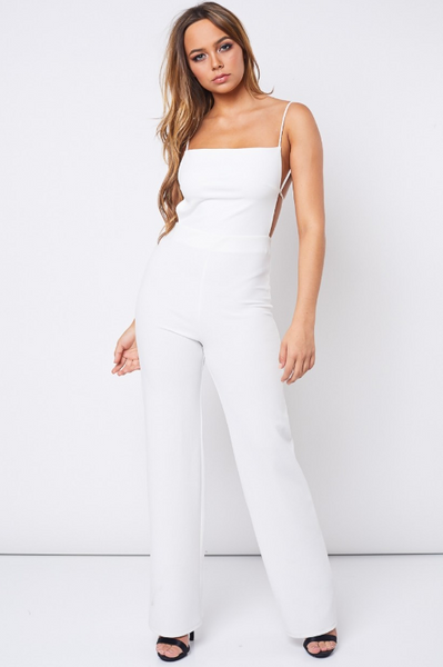 Lucy Open Back White Jumpsuit