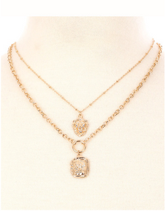Layered Lion Coin Medallion Necklace