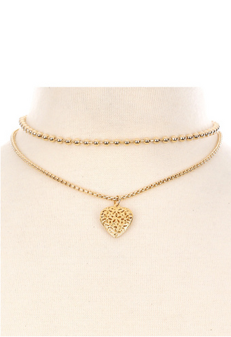 gold heart choker necklace